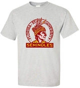 Florida State Vintage Booster Club Tee in Old Skool Grey with Seminoles logo.