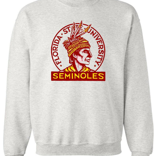 Florida State vintage booster club sweatshirt, Seminoles design, old skool grey.
