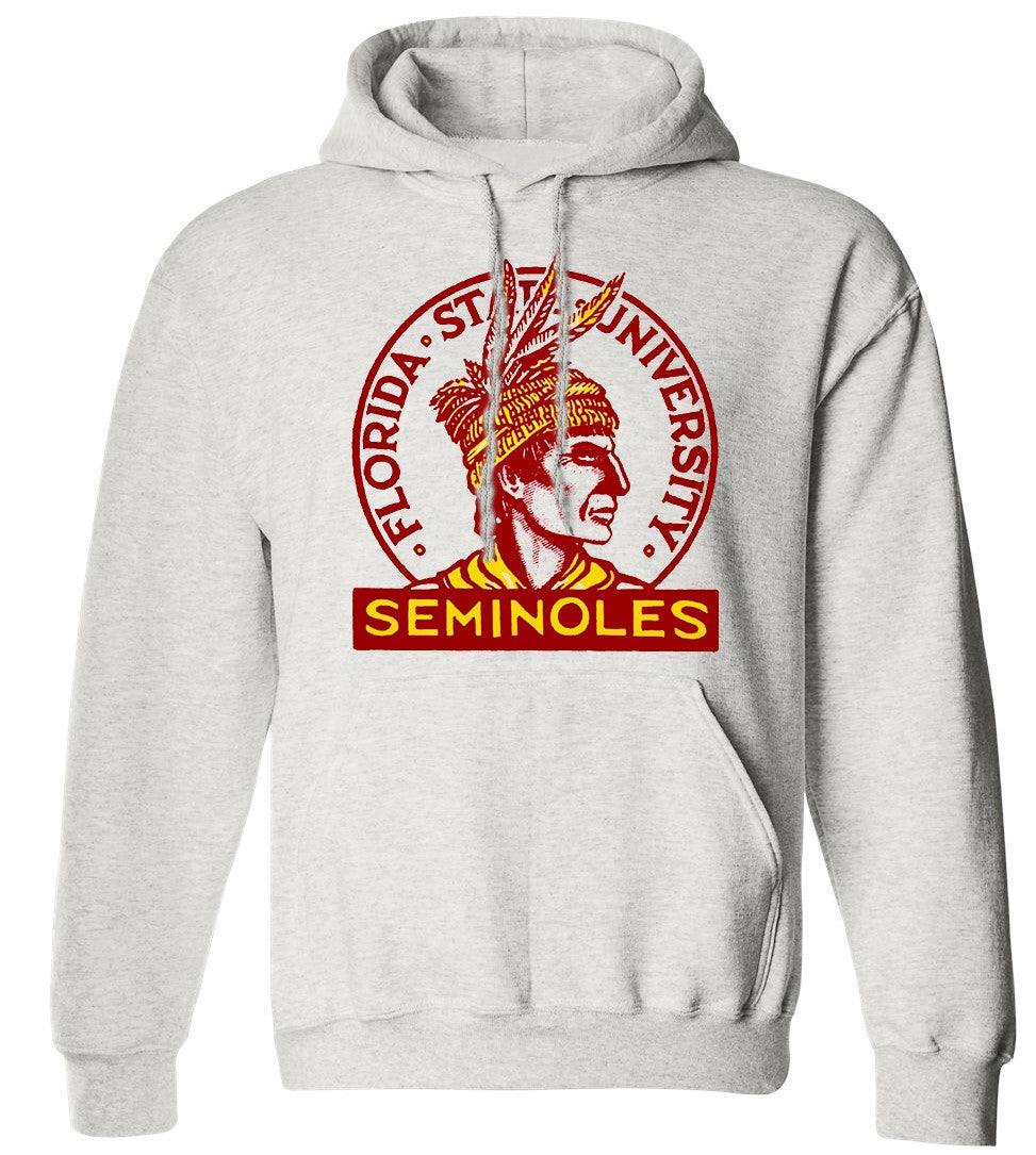 Florida State Vintage Seminoles Hoodie in Old Skool Grey with pouch pocket.