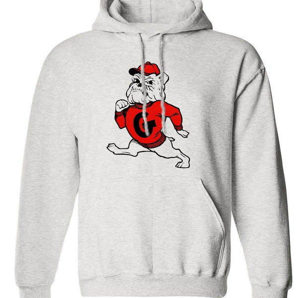 Georgia Vintage 1960 Bulldogs sweatshirt in Old Skool Grey with bulldog graphic, hoodie style.
