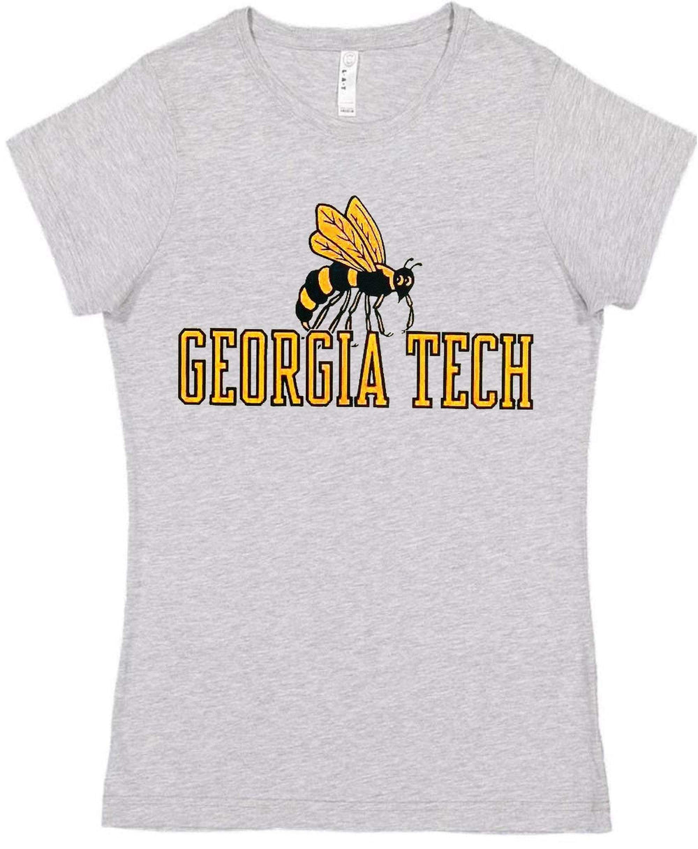 Georgia Tech Vintage Booster Club Tee in Old Skool Grey with yellow jacket logo.
