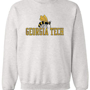 Georgia Tech Vintage Booster Club sweatshirt in Old Skool Grey with logo, heavyweight fleece, unisex sizes.