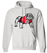 Georgia Vintage Booster Club Sweatshirt in Old Skool Grey with Bulldog design, crewneck style, and ribbed cuffs.