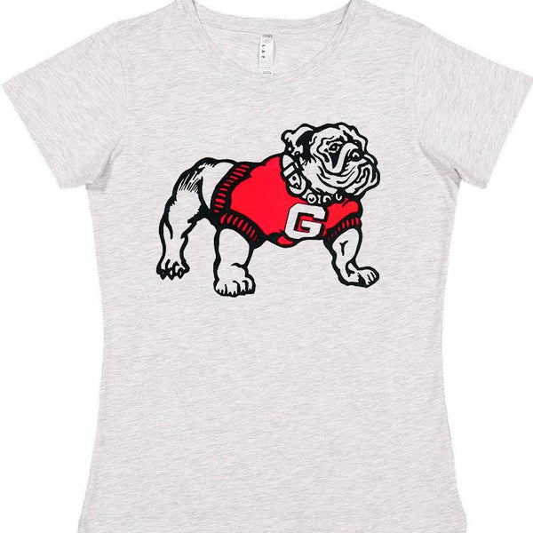 Georgia Vintage Booster Club tee in Old Skool Grey featuring Bulldog graphic.