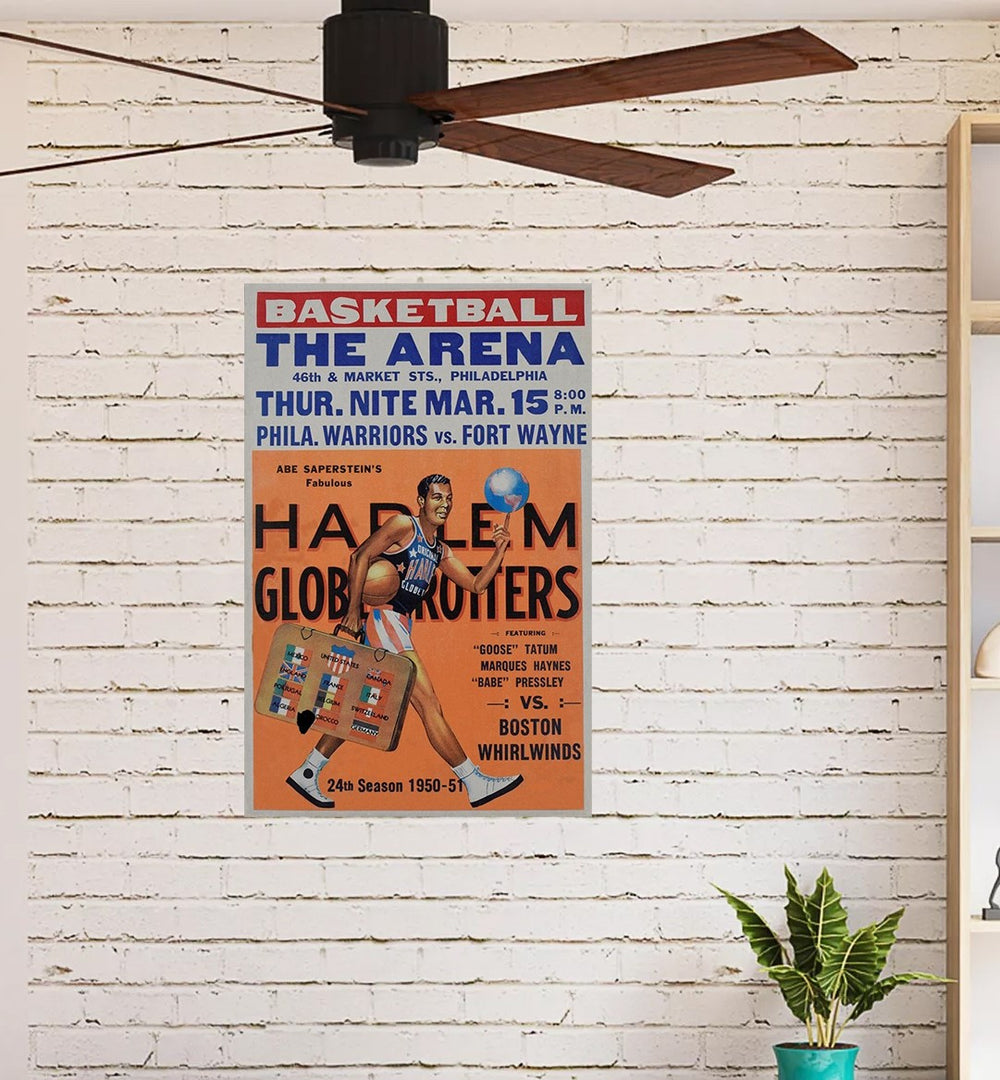 Harlem Globetrotters Philadelphia Arena 1950s Poster