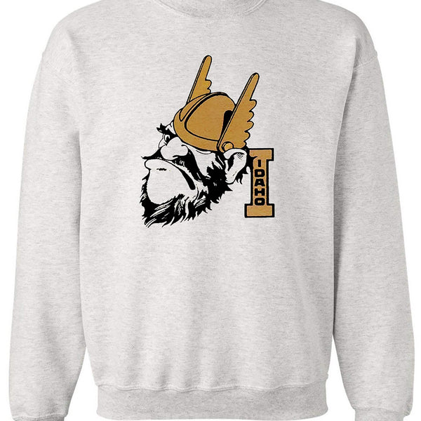 Idaho State Vintage sweatshirt, old skool grey, Vandals logo, heavyweight fleece.
