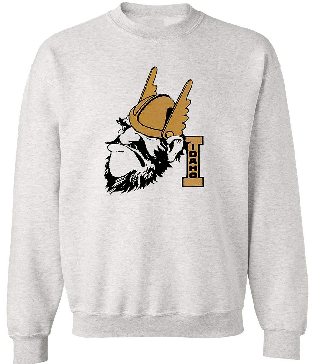 Idaho State Vintage sweatshirt, old skool grey, Vandals logo, heavyweight fleece.