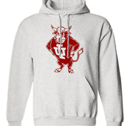 Indiana Vintage 1960s Booster Club sweatshirt, old skool grey, with red graphic design, unisex hoodie style.