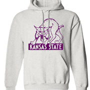 Kansas State vintage Wildcats sweatshirt in grey with hoodie and pouch pocket.