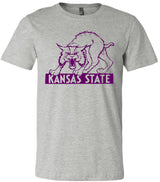 Kansas Wildcats Vintage Booster Club Tee in Old Skool Grey, featuring retro 'Cats design.