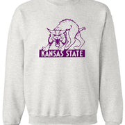 Kansas State Vintage Wildcats sweatshirt in Old Skool Grey with ribbed cuffs and waist.