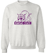 Kansas State Vintage Wildcats sweatshirt in Old Skool Grey with ribbed cuffs and waist.