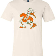 Miami Hurricanes Vintage Booster Club Tee, cream, featuring mascot design, 100% ringspun cotton.