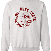 Mississippi State vintage booster club sweatshirt in Old Skool Grey with Bulldogs logo.