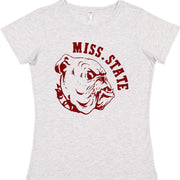 Mississippi State Vintage Booster Club Tee in Old Skool Grey with Bulldog logo.