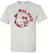 Mississippi State vintage grey booster club tee with bulldog graphic.