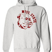Mississippi State vintage Bulldogs sweatshirt in Old Skool Grey with a hood and pouch pockets.