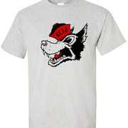 NC State Vintage Booster Club Tee in Old Skool Grey with logo print, available in short or long sleeves.