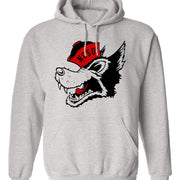NC State Vintage Booster Club sweatshirt, heavyweight cotton, old skool grey, featuring Wolfpack design.