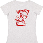 New Mexico Lobos vintage booster club tee in Old Skool Grey with red logo design.