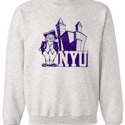 NYU Vintage Booster Club sweatshirt in Old Skool Grey with NYU logo.