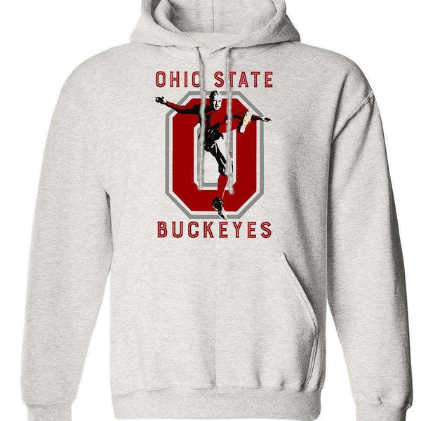 Ohio State Vintage Booster Club Sweatshirt in Old Skool Grey with Buckeyes logo.