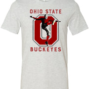Ohio State Vintage Football Booster Club T-shirt in Old Skool Grey with Buckeyes design.