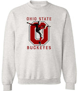 Ohio State Vintage Booster Club Sweatshirt in Old Skool Grey with Buckeyes logo design.