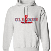 Ole Miss Vintage Rebels sweatshirt in Old Skool Grey, featuring a hoodie design with pouch pockets.