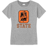 Oklahoma State Vintage Booster Club tee in Old Skool Grey with logo, short sleeve.