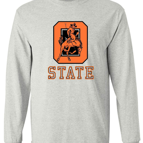 Oklahoma State Vintage Booster Club tee in Old Skool Grey with classic logo.