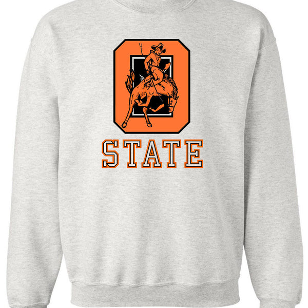 Oklahoma State vintage sweatshirt in Old Skool Grey featuring retro design.