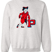Penn Quakers Vintage Booster Club Sweatshirt in Old Skool Grey with logo, unisex sizes.