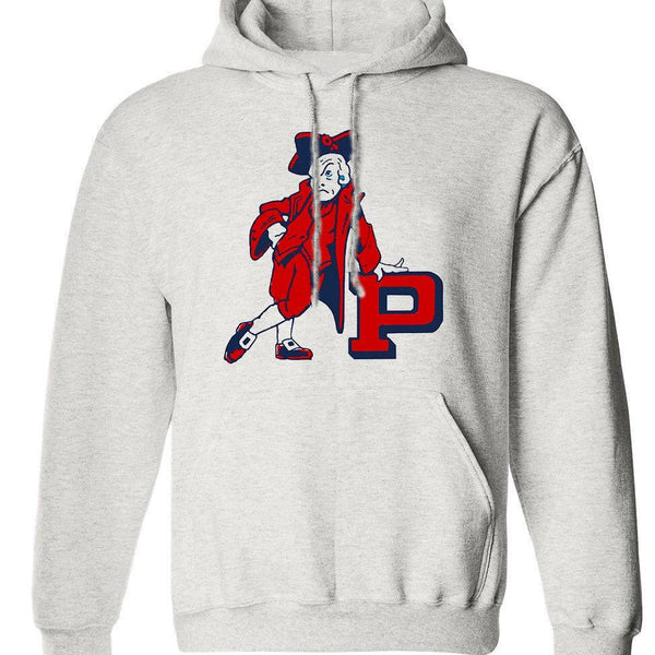 Penn Quakers Vintage booster club sweatshirt in Old Skool Grey with hoodie design.