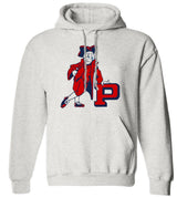 Penn Quakers Vintage booster club sweatshirt in Old Skool Grey with hoodie design.