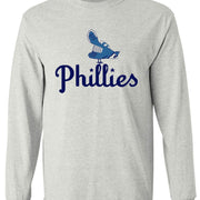 1944 Philadelphia Phillies Blue Jays Retro Tee in ash, long sleeve, 100% ringspun cotton.