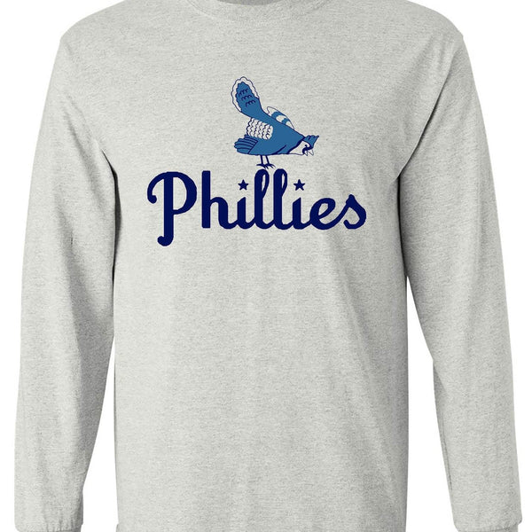 1944 Philadelphia Phillies Blue Jays Retro Tee in ash, long sleeve, 100% ringspun cotton.