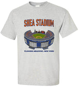 New York Mets Shea Stadium old skool grey tee with stadium graphic.