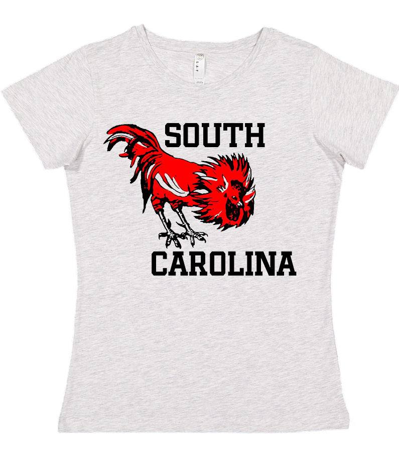 South Carolina vintage booster club tee in Old Skool Grey with rooster graphic.