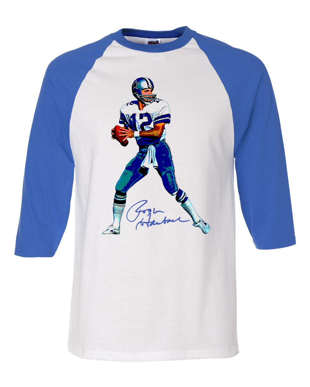 Roger Staubach Dallas Cowboys NFL Legends Signature Collection Raglan Tee