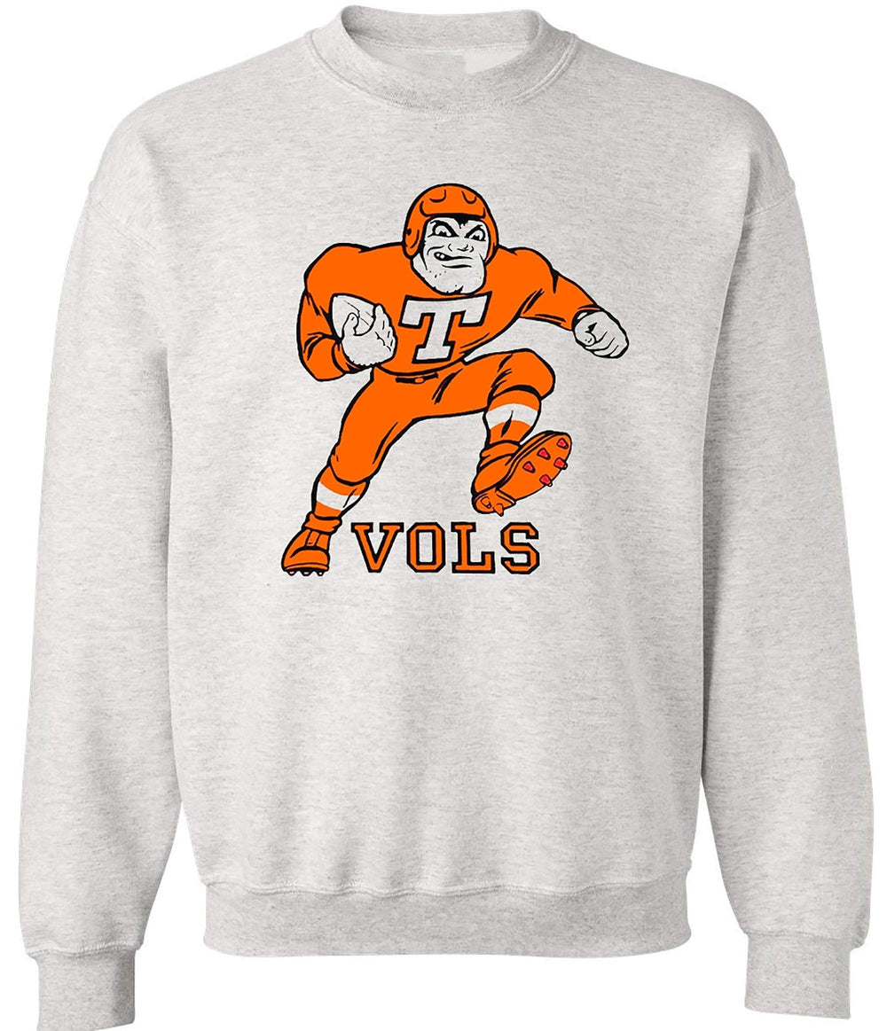 Tennessee Vols Vintage Booster Club Sweatshirt in Old Skool Grey with retro football graphic.