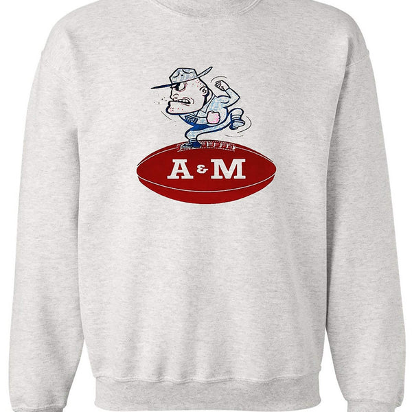 Texas A&M Vintage Booster Club Sweatshirt in Old Skool Grey with retro design.