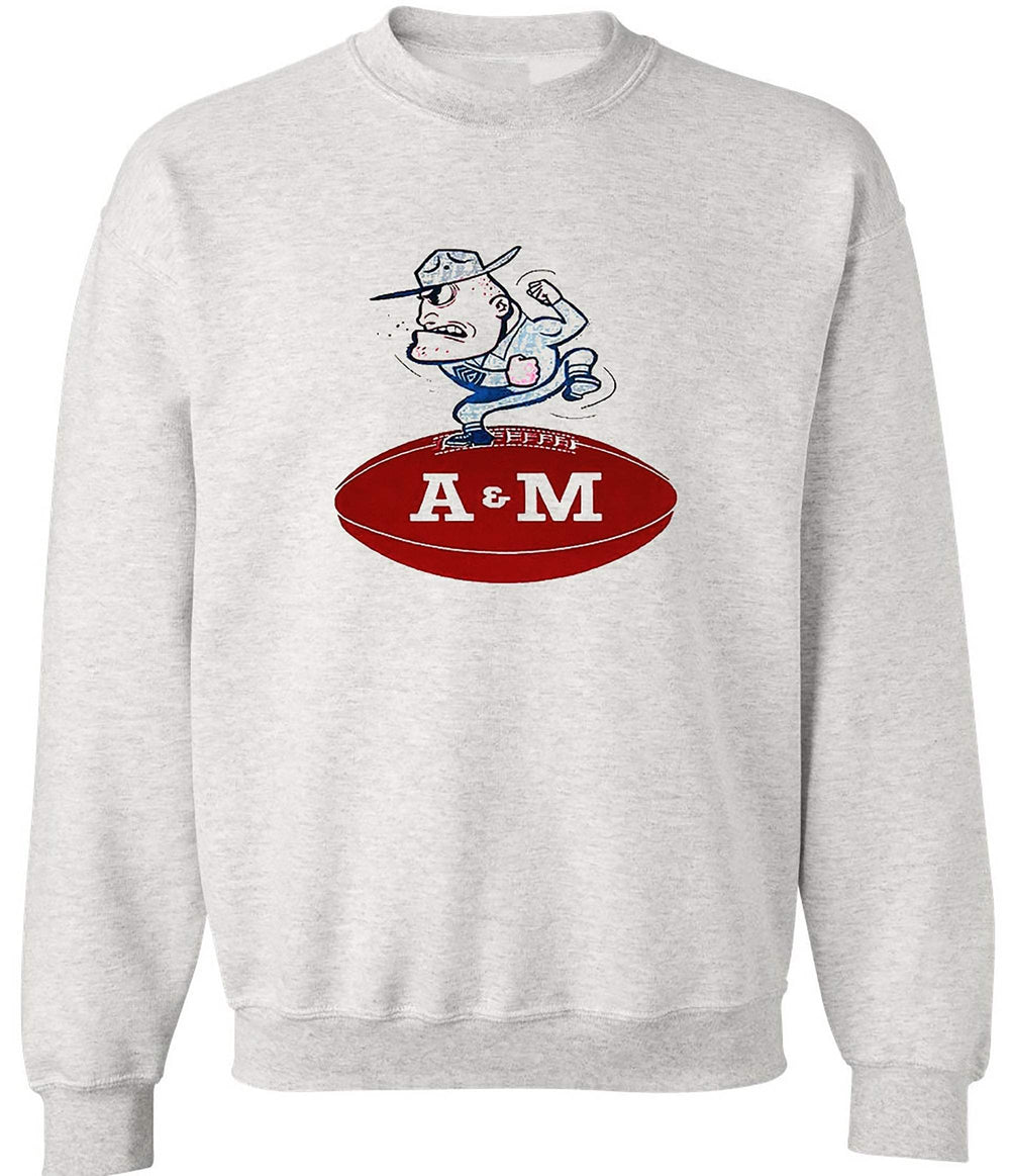 Texas A&M Vintage Booster Club Sweatshirt in Old Skool Grey with retro design.
