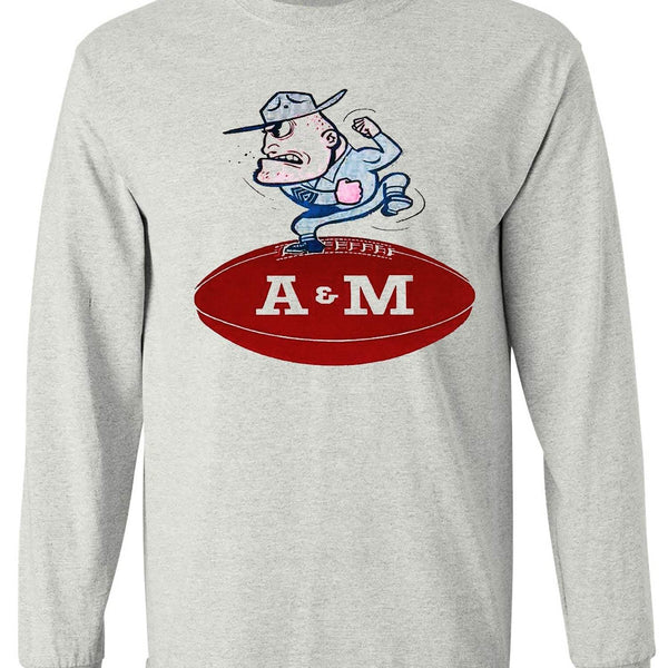 Texas A&M Vintage Booster Club Tee in Old Skool Grey, long sleeve, featuring vintage design.
