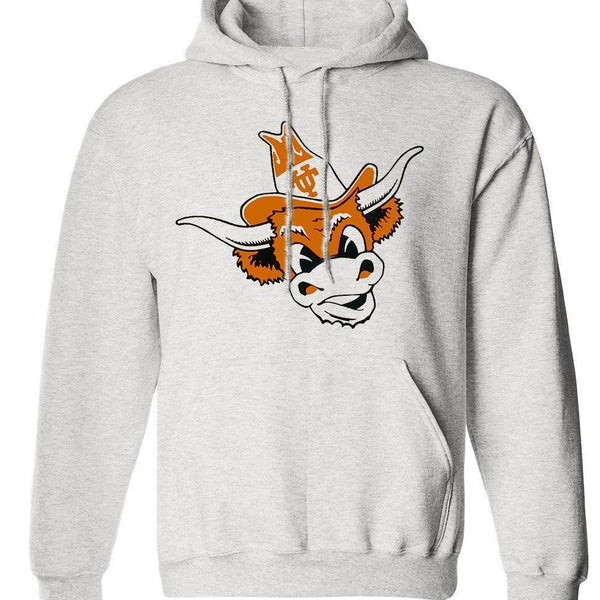 Texas Longhorns vintage booster club grey sweatshirt with logo.