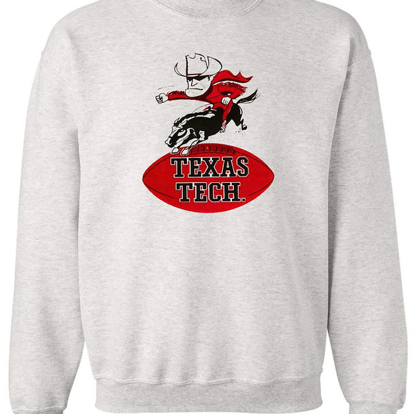 Texas Tech Vintage Booster Club grey sweatshirt with graphic design.