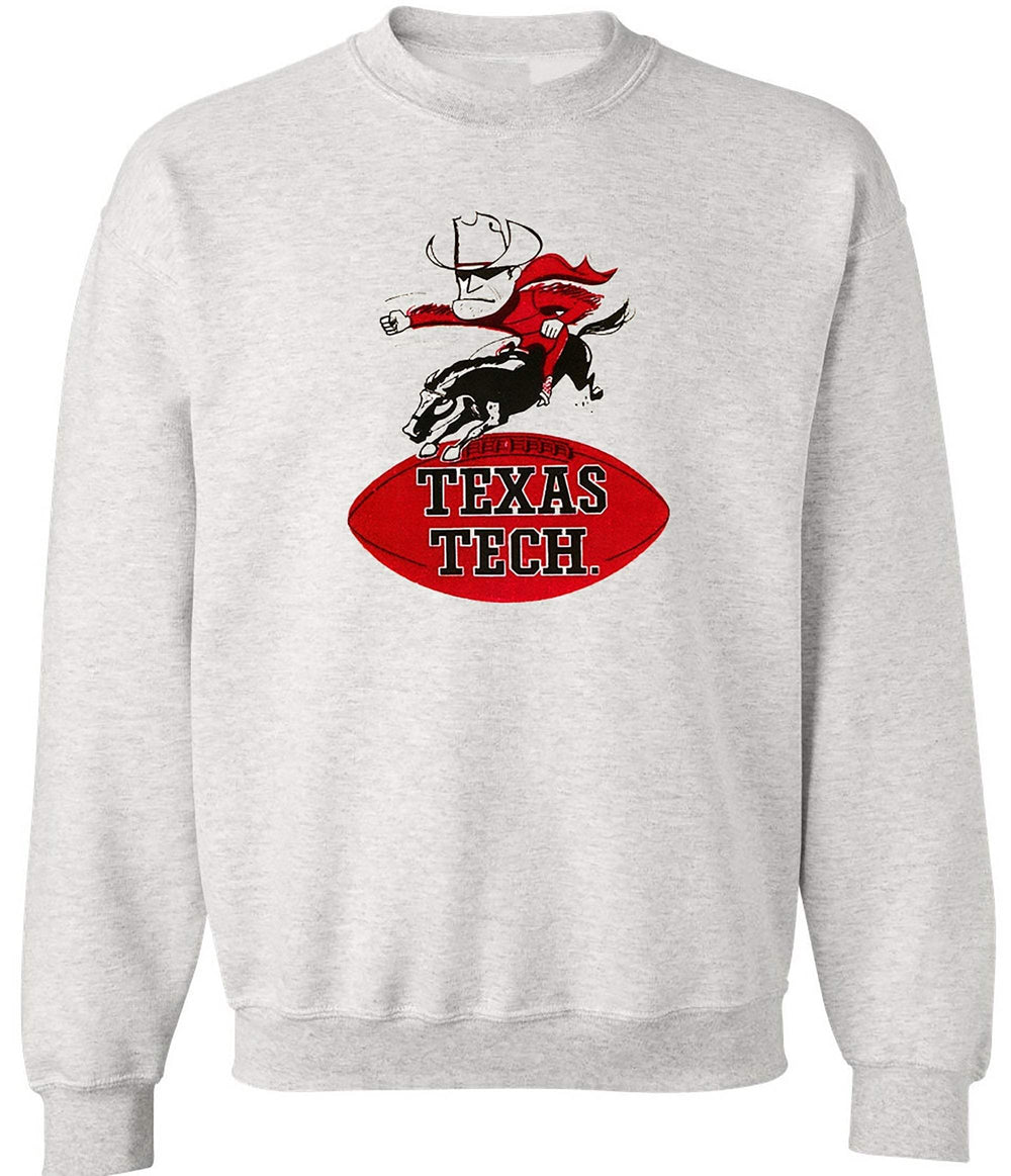 Texas Tech Vintage Booster Club grey sweatshirt with graphic design.