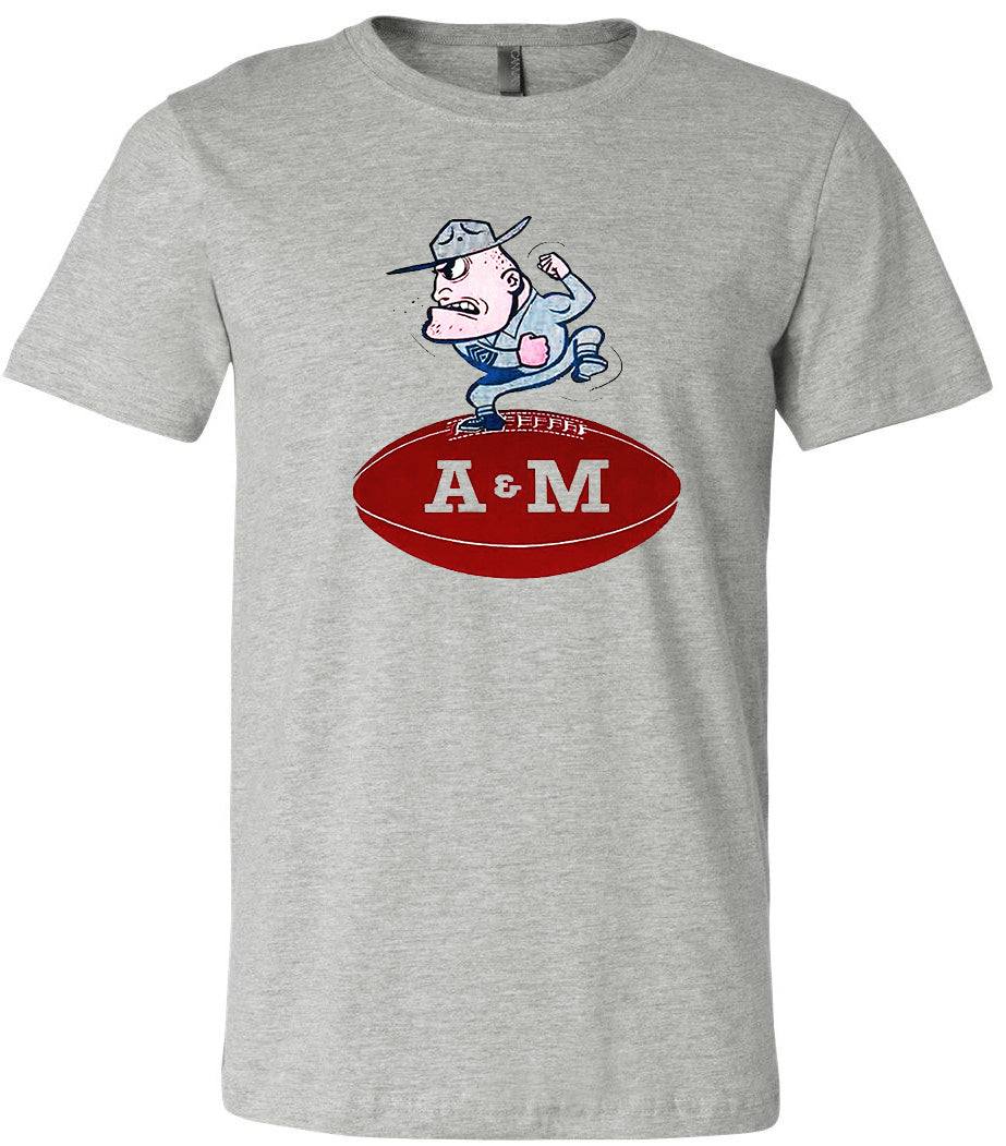 Texas A&M Vintage Booster Club Tee in Old Skool Grey with retro design.