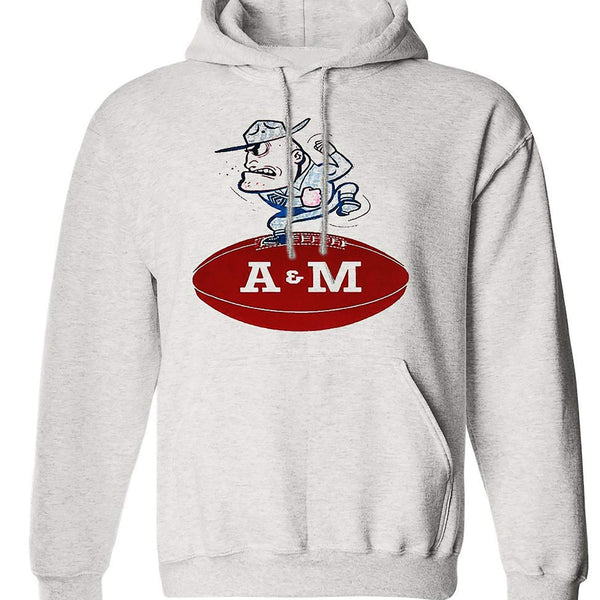 Texas A&M Vintage Booster Club sweatshirt in Old Skool Grey with A&M logo, unisex sizes available.