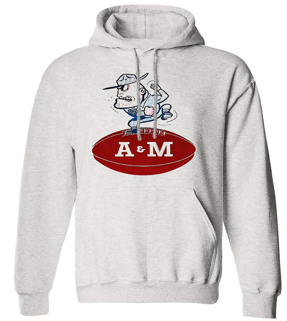 Texas A&M Vintage Booster Club sweatshirt in Old Skool Grey with A&M logo, unisex sizes available.
